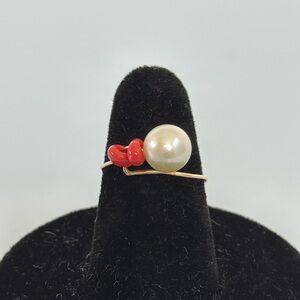 10k real solid gold Seawater Pearl corals Ring